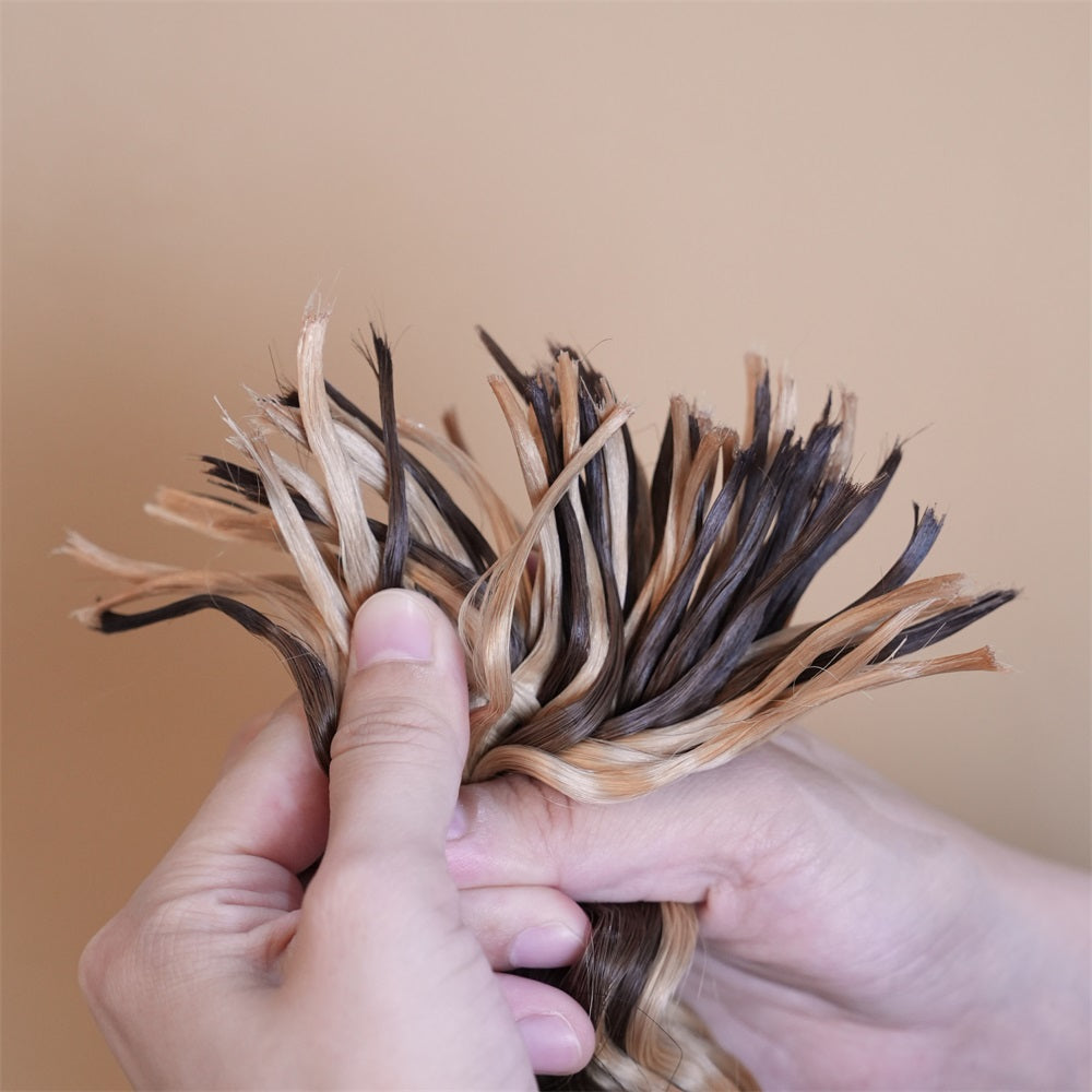 XBLhair Pre-divided Braiding Hair 3 Bundles 4/27 Colored Deep Wave Boho Braid Bulk Hair for Braiding