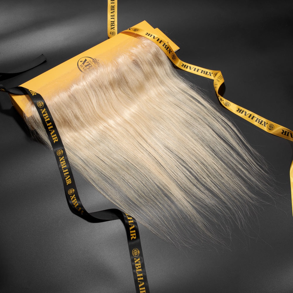 XBL Hair Miss Lovely #613 Blonde Straight Human Hair 3 Bundles with 13x4/13x6 HD Frontal Bleached Small Knots