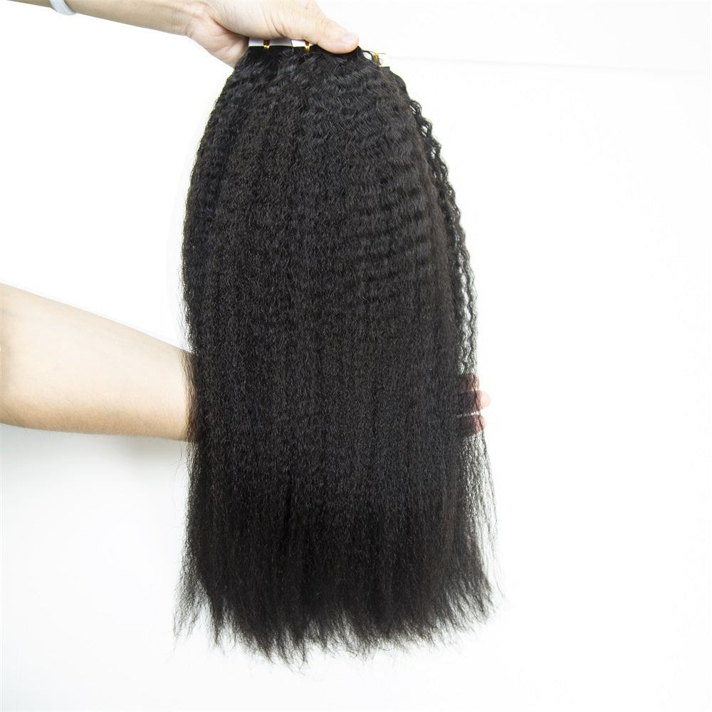 XBL Hair Cuticle Aligned Unprocessed Virgin hair Kinky Straight Tape Hair Extension Tape Ins