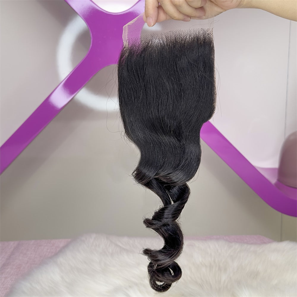 XBL Hair 4x4 HD Lace Closure Loose Wave Wave 100% Human Hair Free Part