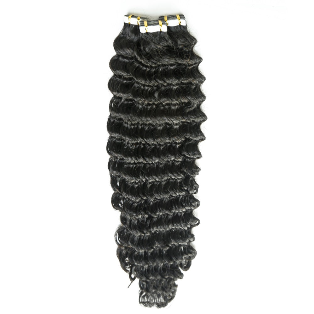 XBL Hair Virgin Human Hair Deep Wave Tape in Hair Extension Unprocessed Hair Deep Wave Tape ins