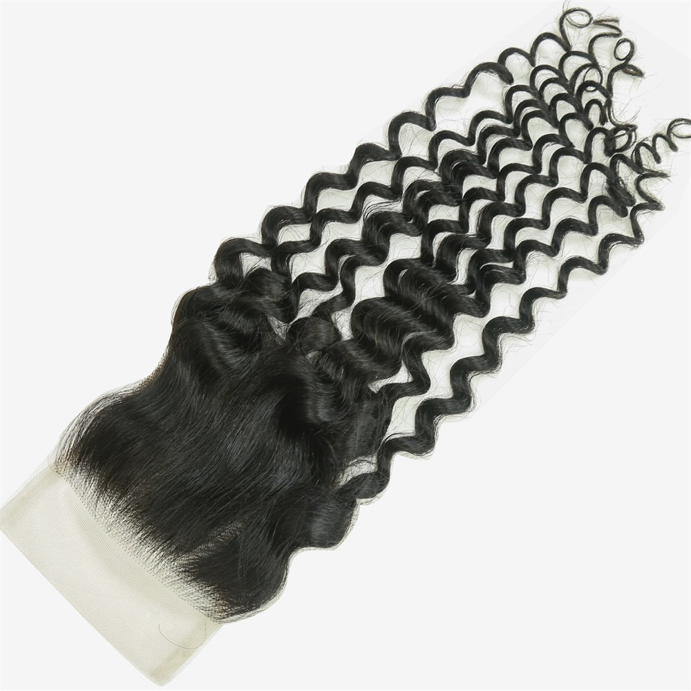XBL Hair 4x4 Transparent Lace Closure Deep Wave Natural Black