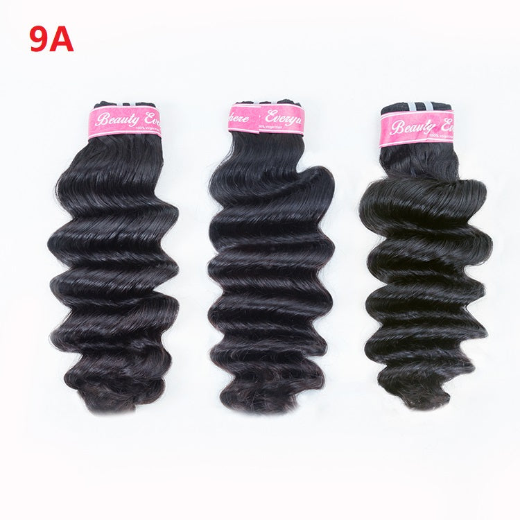 XBL Hair Miss Flawless / Lovely / Pretty Loose Deep Human Hair 3 Bundles with 13x4 Lace Frontal and Bleached Knots