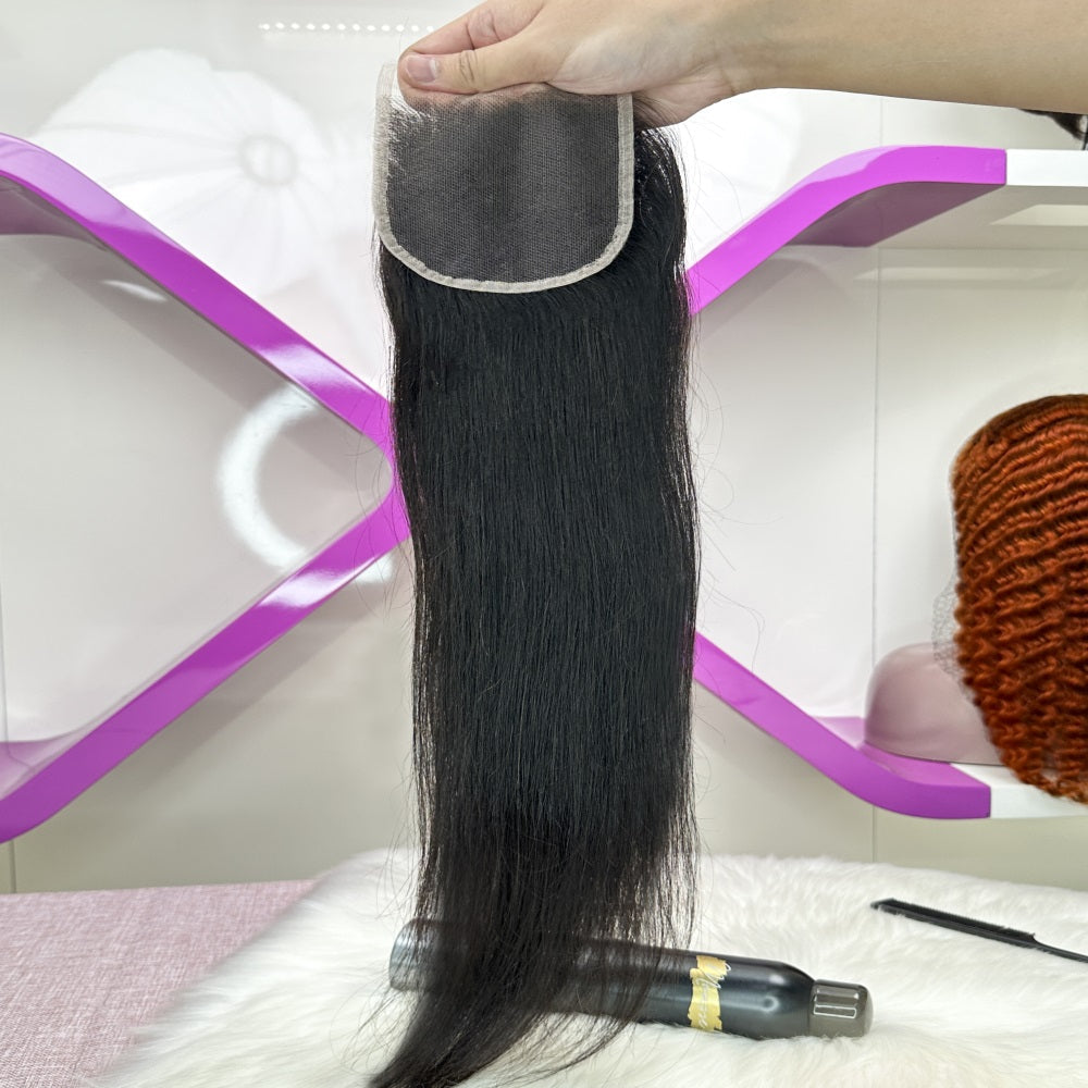 XBL Hair 4x4 HD Lace Closure Straight Wave Small Knots 100% Human Hair