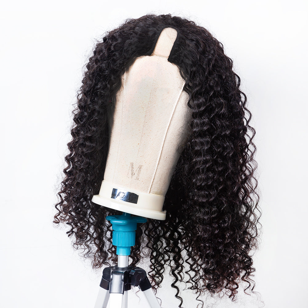 XBL Hair 250% Density U Part Curly Wig Glueless Curly Human Hair Wig Very Full