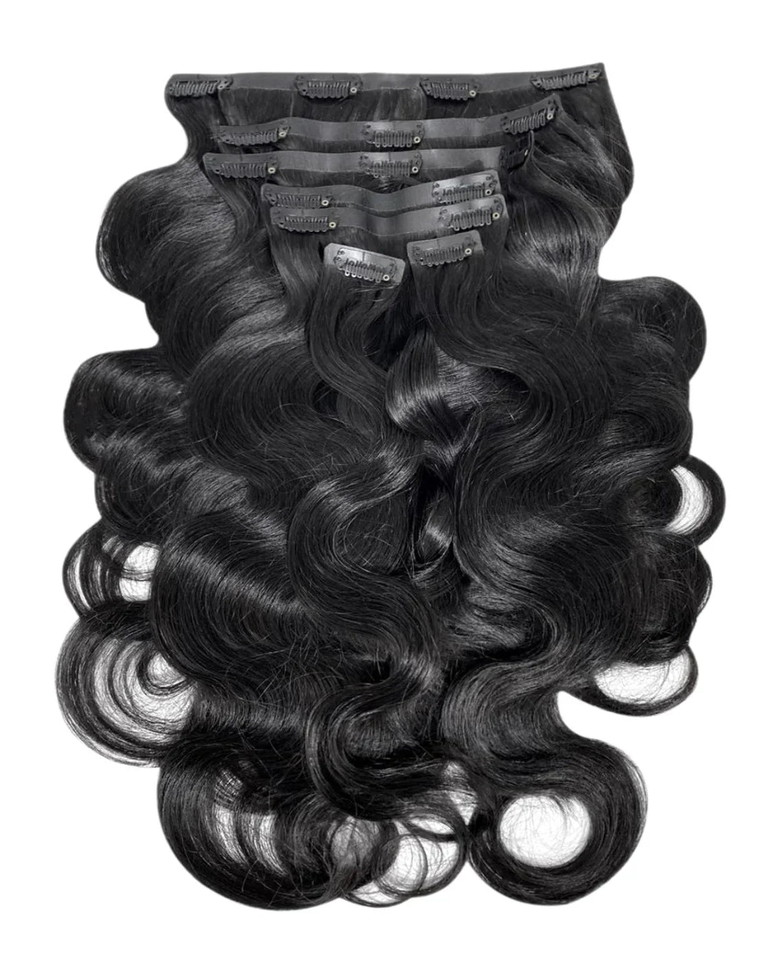 XBL Hair Seamless Clip in Hair Extensions 100g Silicone Weft body Wave Black Hair