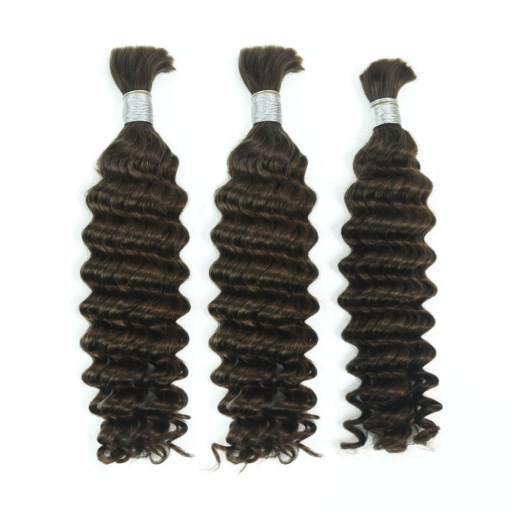 XBLhair Braiding Hair #2 Colored Deep Wave Braiding Hair Bulk Human Hair for Braiding
