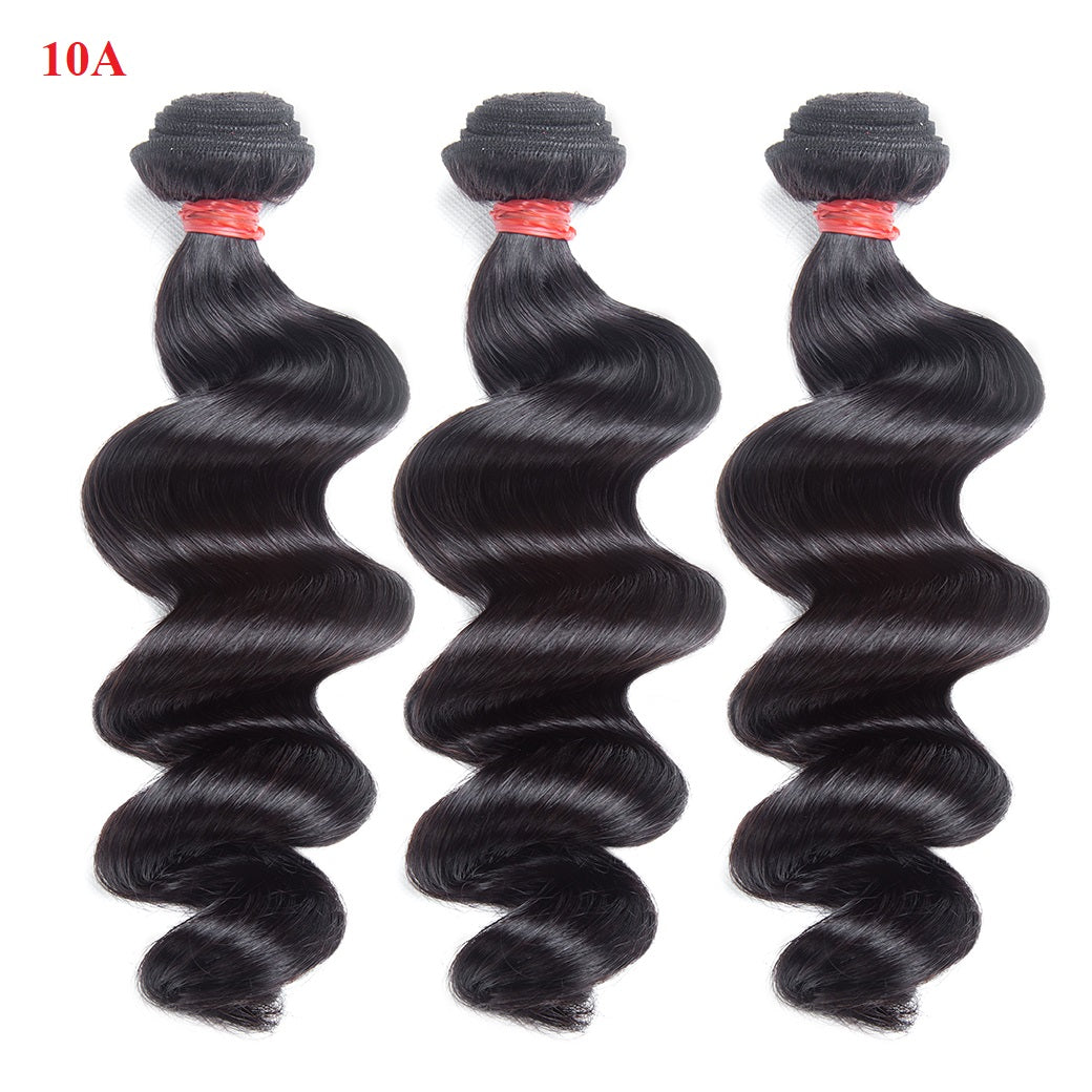 XBL Hair Loose Wave Hair Human Hair 3 Bundles With 4x4 Lace Closure