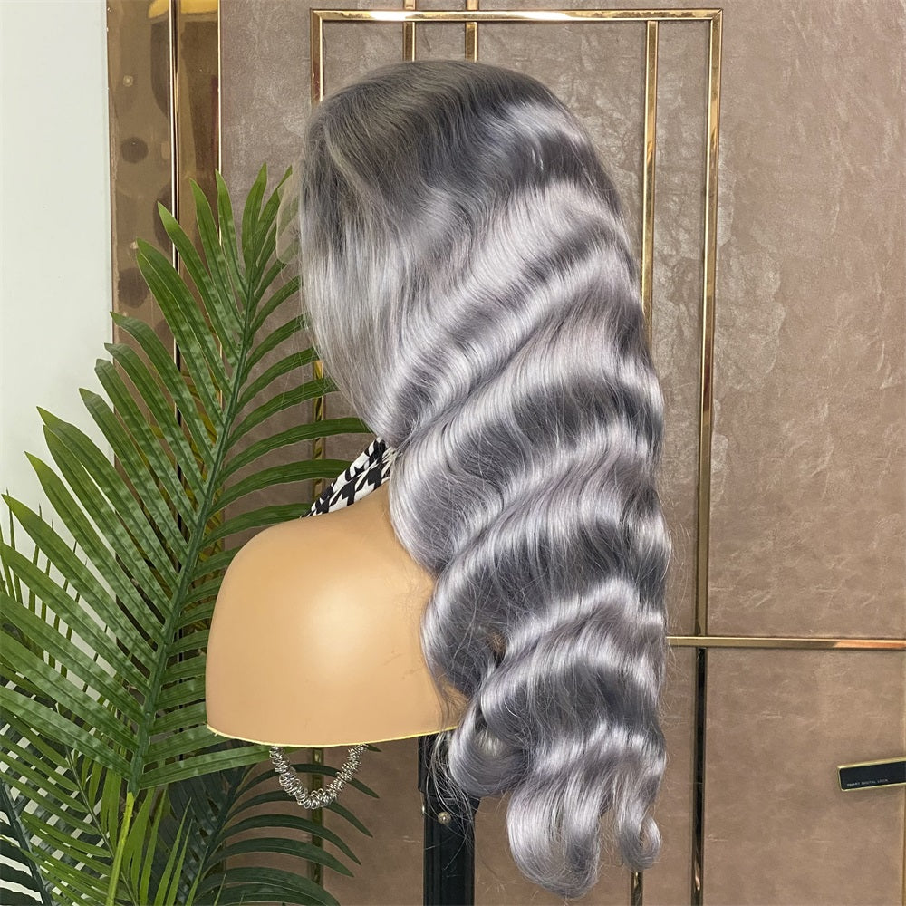 XBL Hair Silver Gray 13x4 Body Wave Wig Silver Color 100% Human Hair Wig