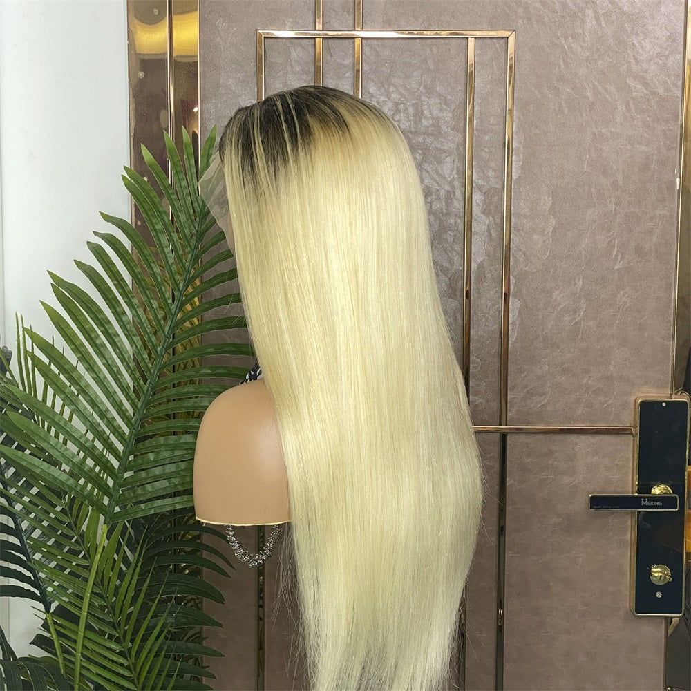 XBL Hair Straight Human Hair Wig 1b/613 Ombre Blonde 13x4 Lace Frontal Wig