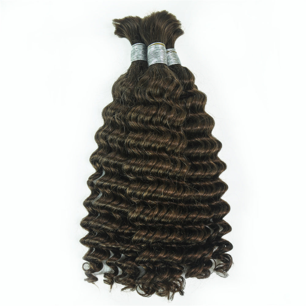 XBLhair Braiding Hair #2 Colored Deep Wave Braiding Hair Bulk Human Hair for Braiding