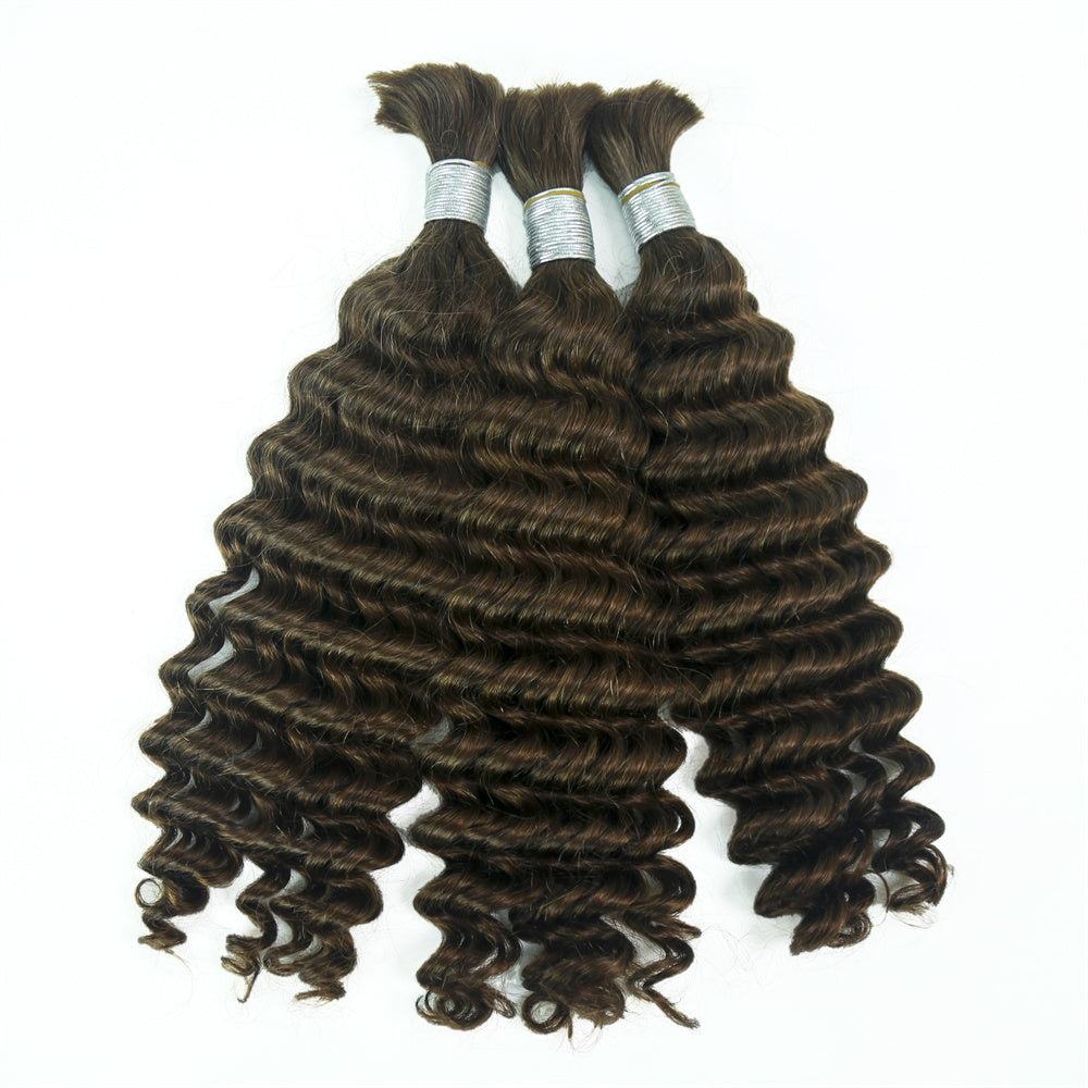 XBLhair Braiding Hair #2 Colored Deep Wave Braiding Hair Bulk Human Hair for Braiding