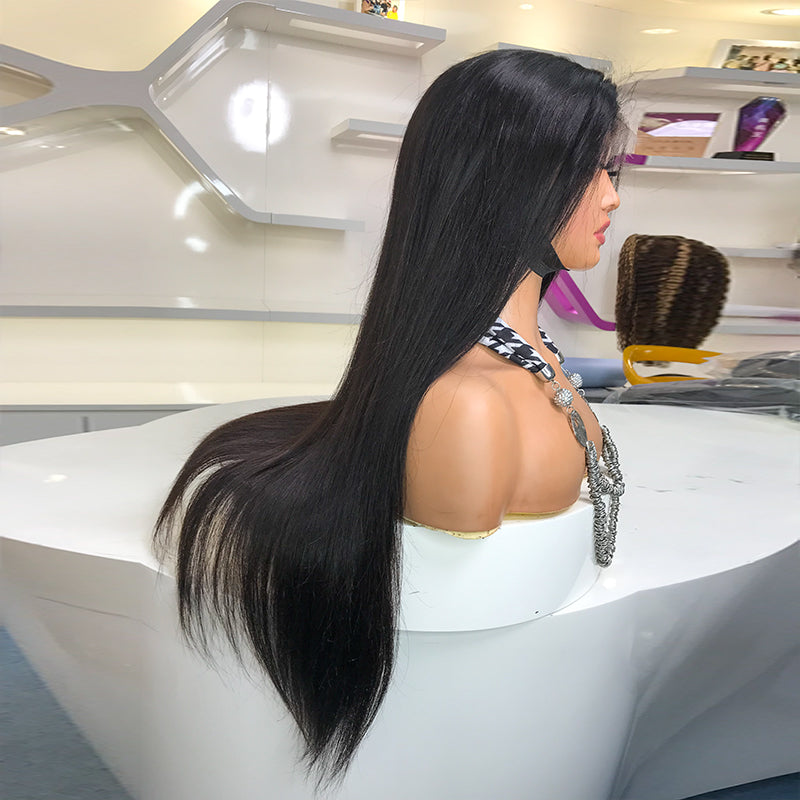 XBLhair 200% Density Glueless 5x5 HD Closure Wig Straight with Bleached Knots