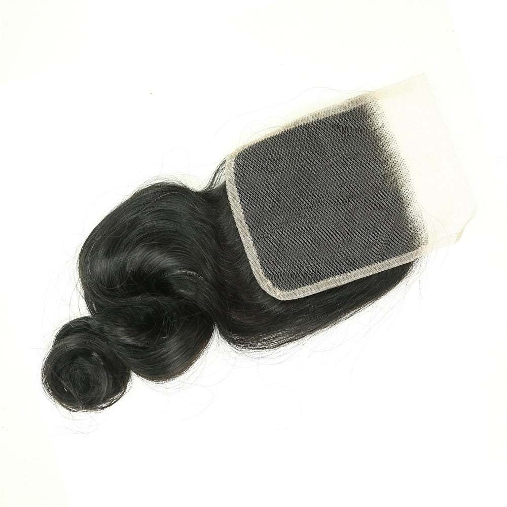 XBL Hair 4x4 Transparent Lace Closure Loose Wave 100% Human Hair Free Part