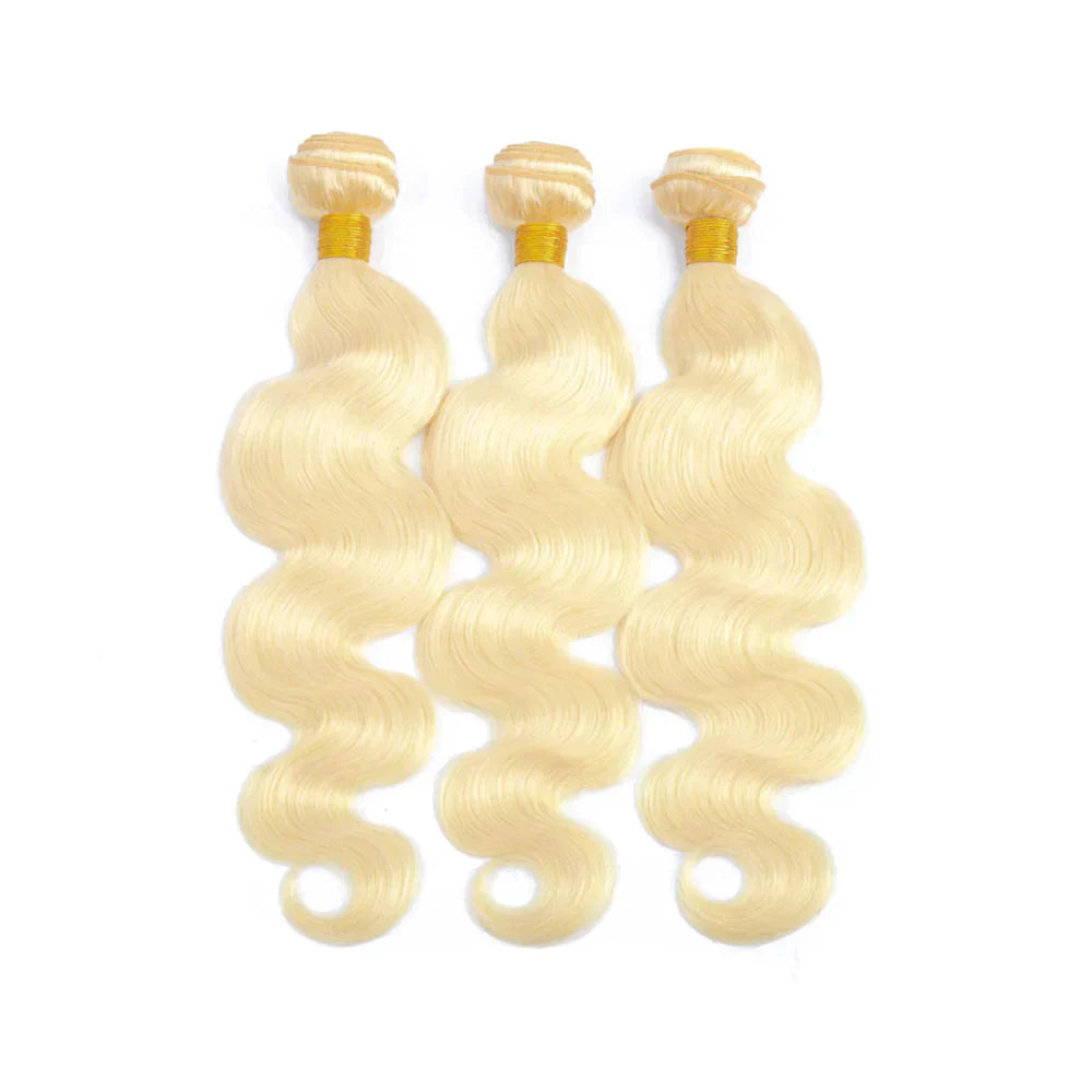 XBL Hair #613 Blonde Body Wave 3 Bundles with 4x4 Transparent Lace Closure