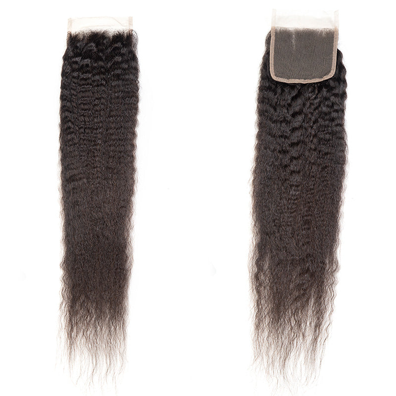 XBL Hair 4x4 Transparent Lace Closure Kinky Straight Wave