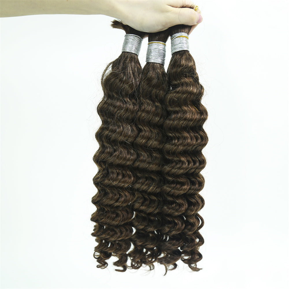 XBLhair Braiding Hair #2 Colored Deep Wave Braiding Hair Bulk Human Hair for Braiding