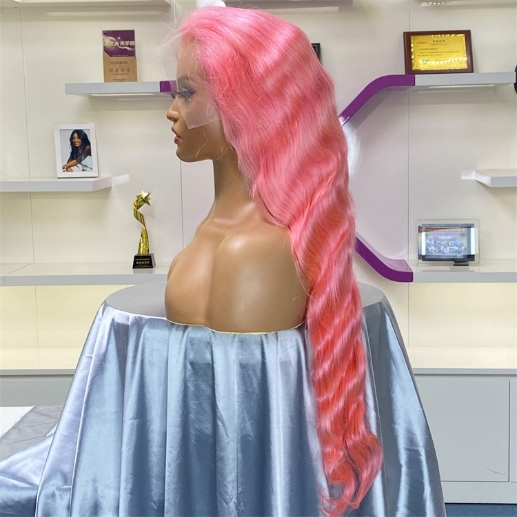 XBL Hair 13x4 Pink Body Wave Lace Front Wig Pre-plucked Body Colored Human Hair Wig
