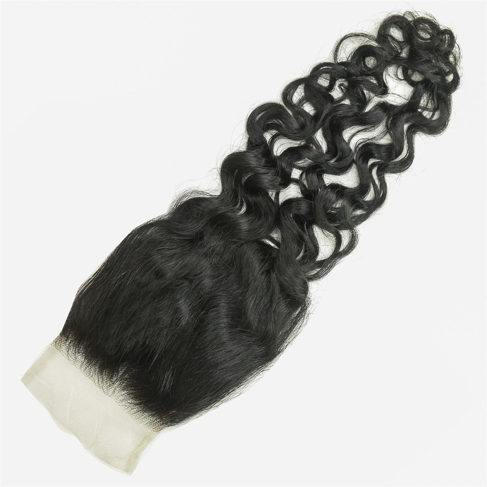XBL Hair 4x4 Transparent Lace Closure Water Wave Free Part 100% Human Hair
