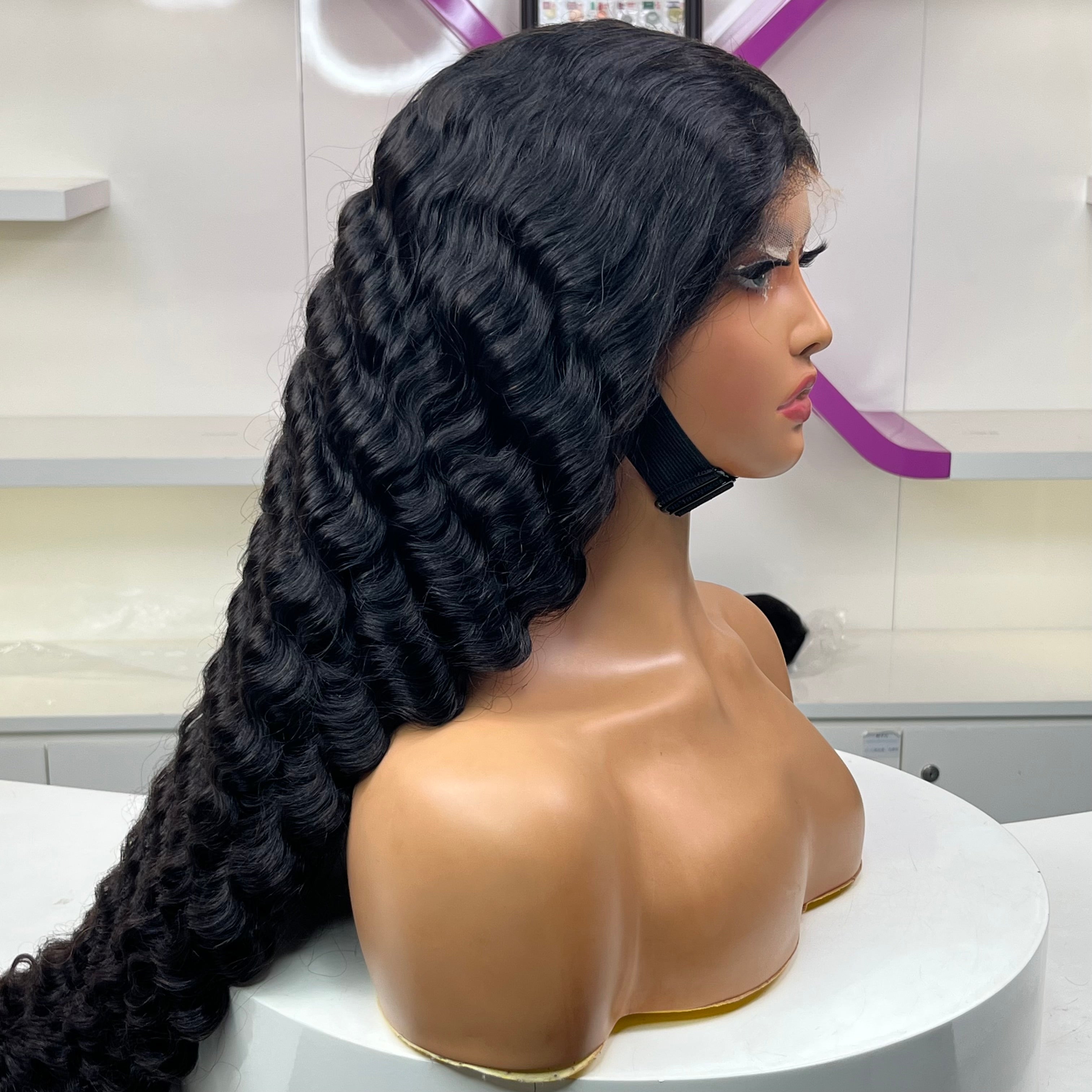 XBLhair Bleached Knots 200% Density Glueless Ready to Go 5x5 HD Closure Wig Pineapple Wave with C Part and  Preplucked Hairline