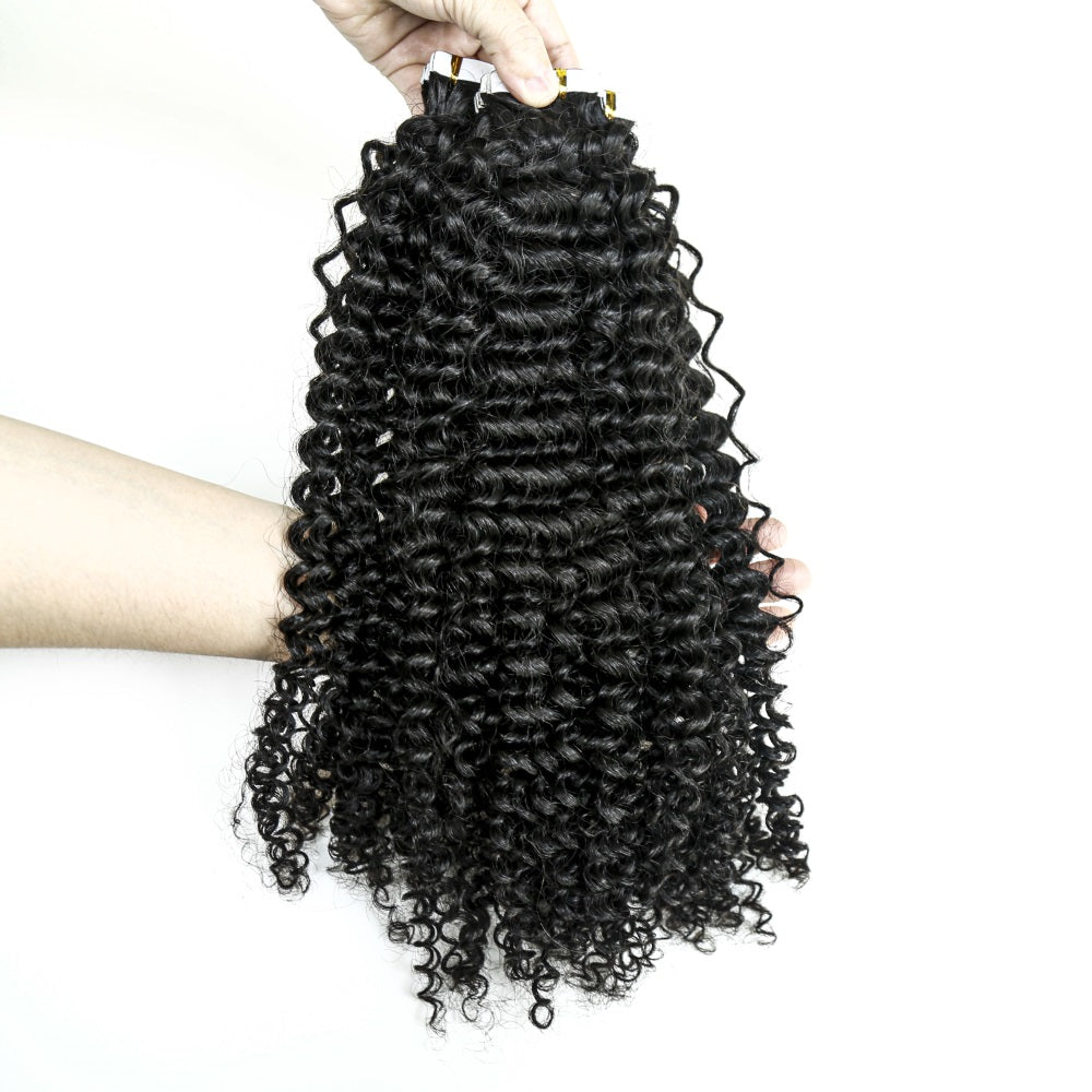 XBL Hair Curly Tape In 100% Virgin Human Hair Tape Ins Hair Extensions