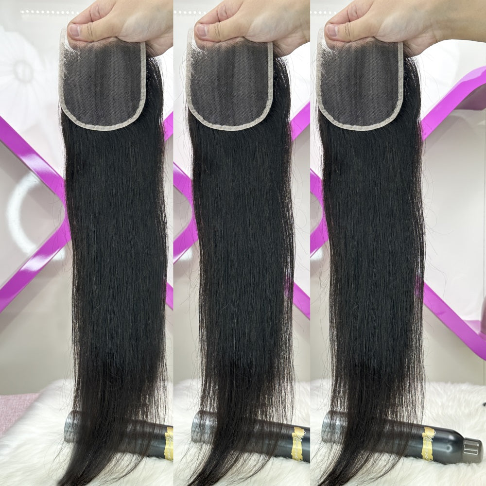 XBL Hair 4x4 HD Lace Closure Straight Wave Small Knots 100% Human Hair