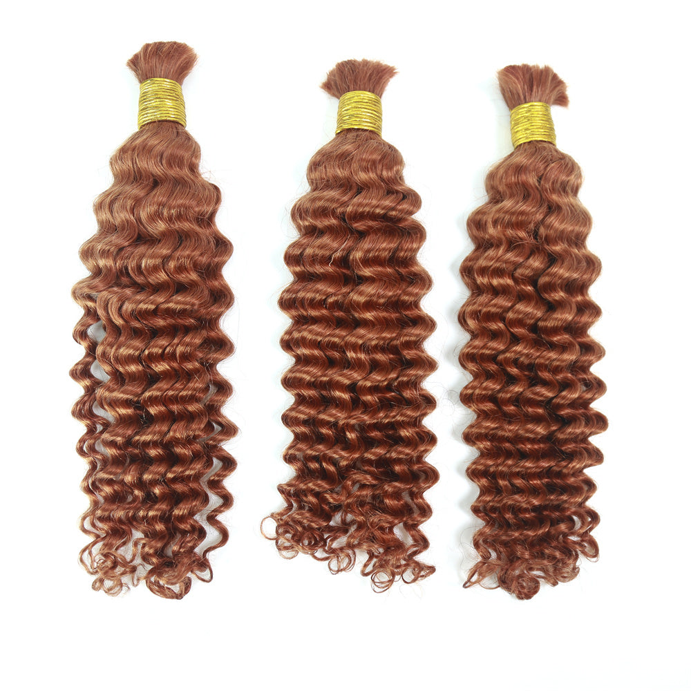 XBLhair Braiding Hair #33 Colored Deep Wave Braiding Hair Bulk Human Hair for Braiding