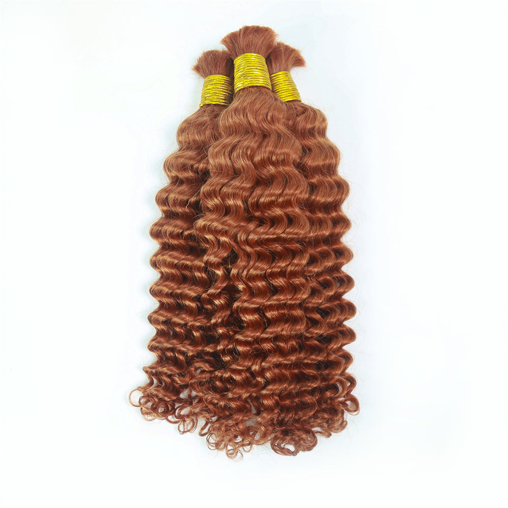 XBLhair Braiding Hair #33 Colored Deep Wave Braiding Hair Bulk Human Hair for Braiding