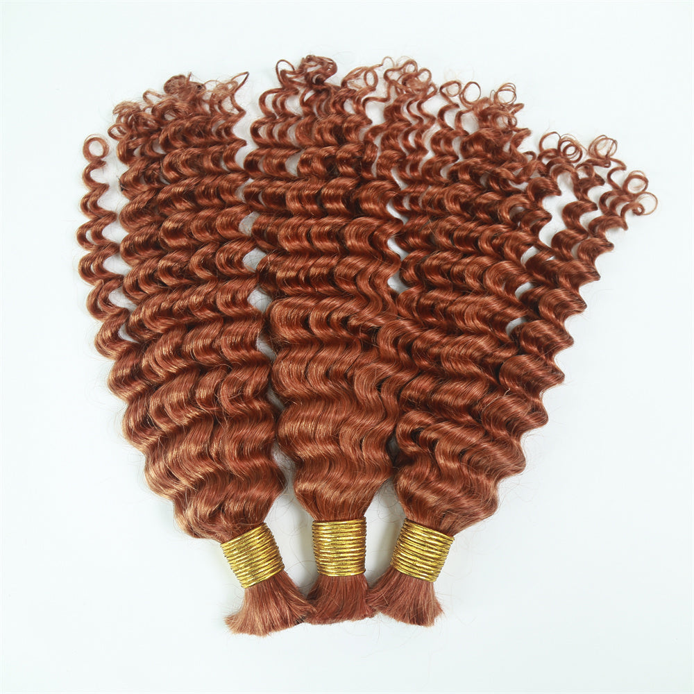XBLhair Braiding Hair #33 Colored Deep Wave Braiding Hair Bulk Human Hair for Braiding