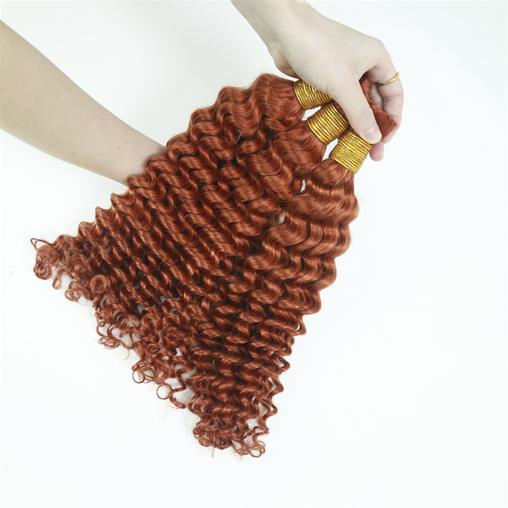 XBLhair Braiding Hair #33 Colored Deep Wave Braiding Hair Bulk Human Hair for Braiding