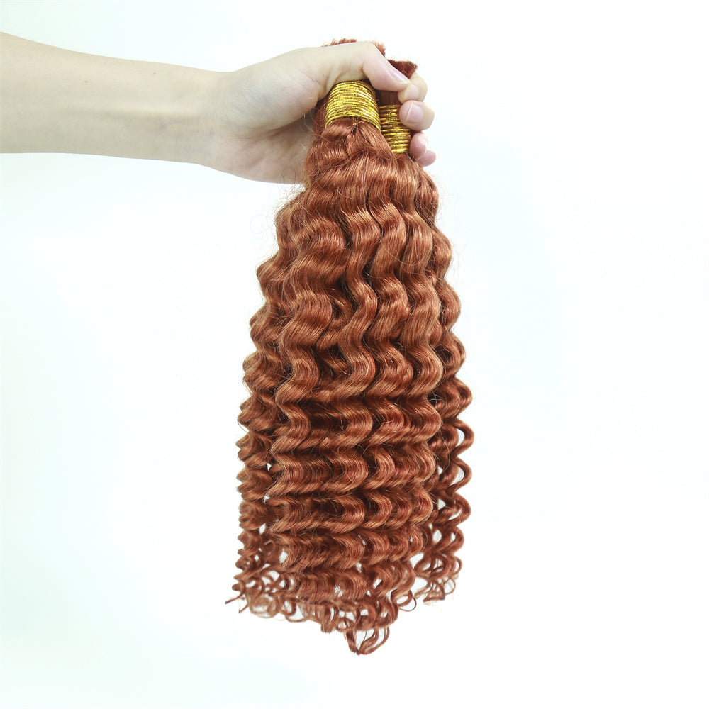 XBLhair Braiding Hair #33 Colored Deep Wave Braiding Hair Bulk Human Hair for Braiding