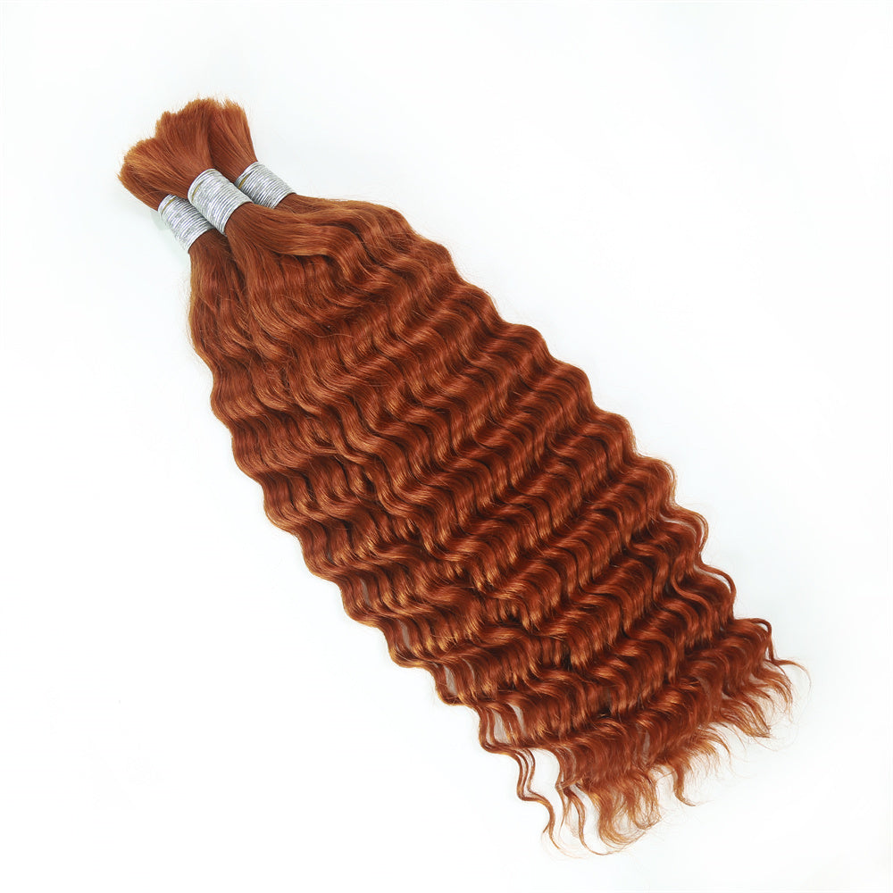 XBLhair Braiding Hair #350 Colored Deep Wave Braiding Hair Bulk Human Hair for Braiding