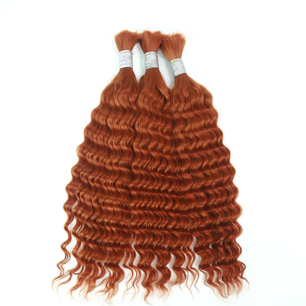 XBLhair Braiding Hair #350 Colored Deep Wave Braiding Hair Bulk Human Hair for Braiding