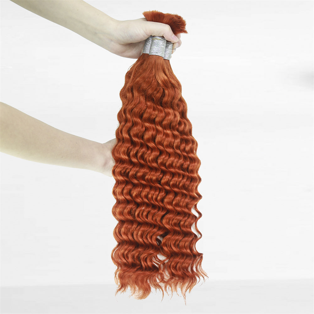 XBLhair Braiding Hair #350 Colored Deep Wave Braiding Hair Bulk Human Hair for Braiding