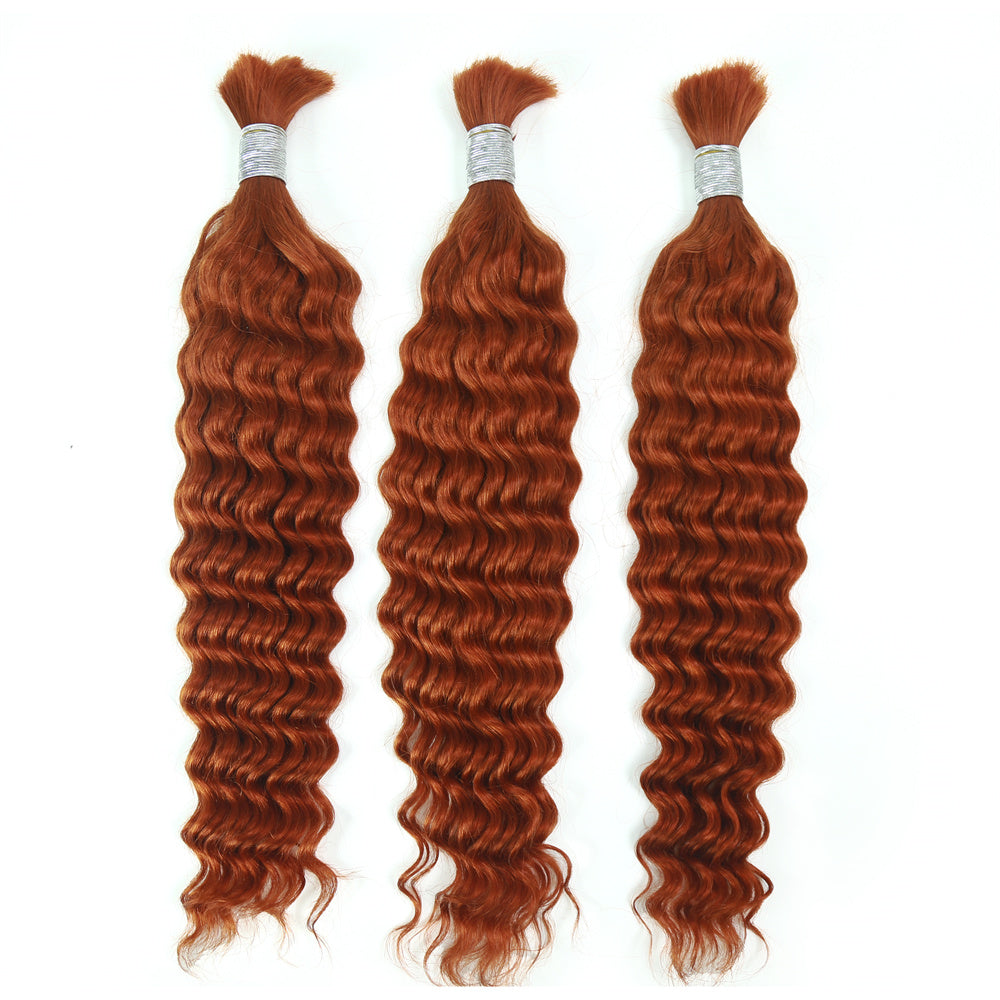 XBLhair Braiding Hair #350 Colored Deep Wave Braiding Hair Bulk Human Hair for Braiding