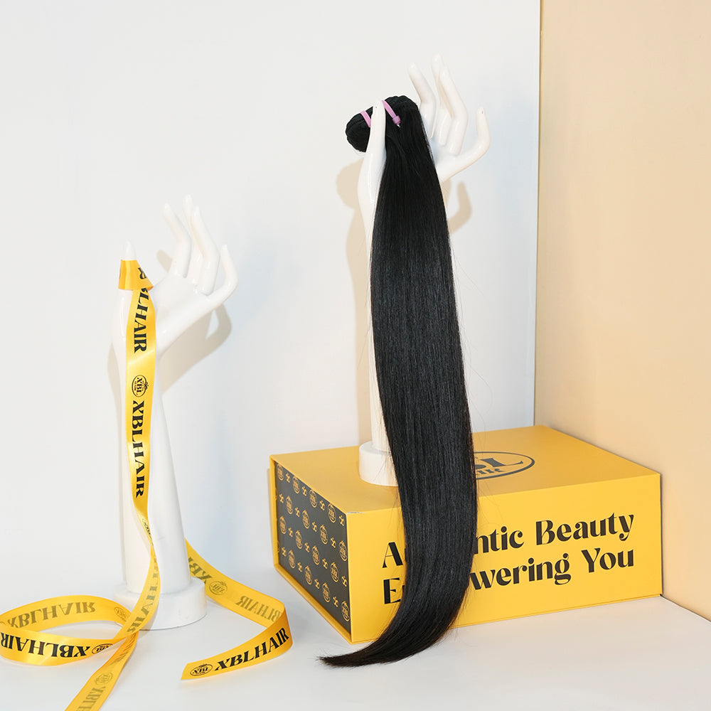 XBLhair Miss Fantastic Tegular Density Younger Raw Hair 3 Bundles Straight Wave 100% One Donor Human Raw Hair