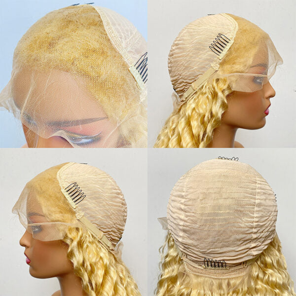 XBLhair 613 Color 13×4 Transparent Lace Frontal Wig Deep Wave Wigs