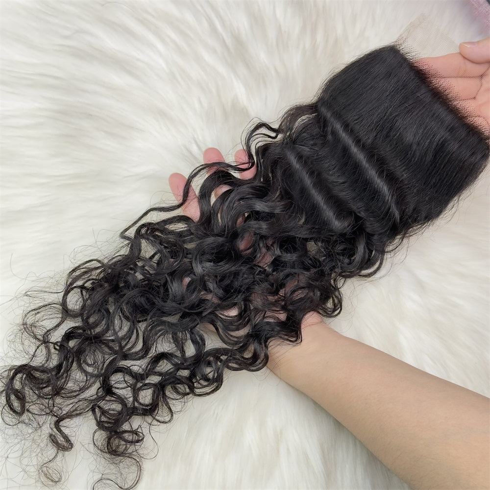 XBL Hair 4x4 HD Lace Closure Water Wave Free Part 100% Human Hair