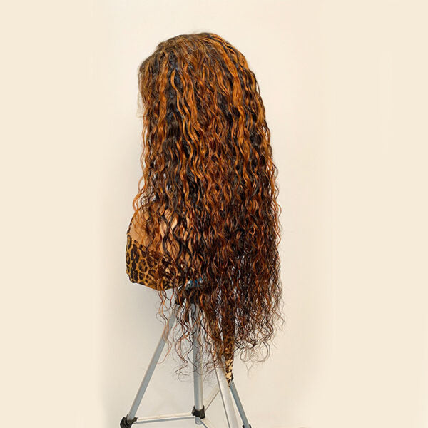 XBLhair OEM Water Wave Highlight 1b/30 13×4 Transparent Lace Frontal Wigs