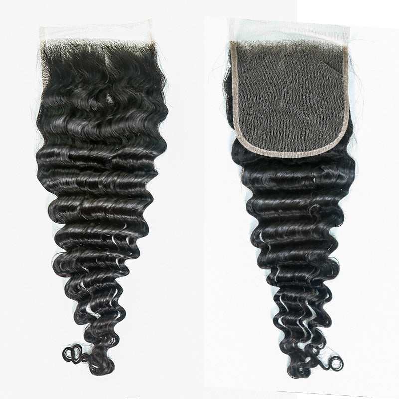 XBL Hair 5x5 Transparent Lace Closure Deep Wave Natural Black