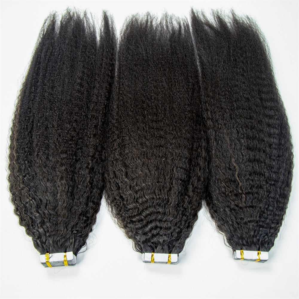 XBL Hair Cuticle Aligned Unprocessed Virgin hair Kinky Straight Tape Hair Extension Tape Ins