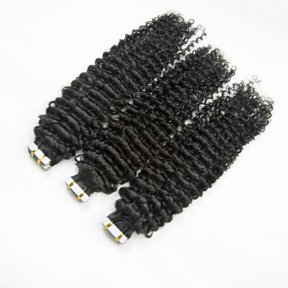 XBL Hair Curly Tape In 100% Virgin Human Hair Tape Ins Hair Extensions