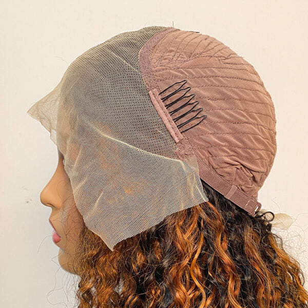 XBLhair OEM Curly Hair Highlight 1b/30 13×4 Transparent Lace Frontal Wigs