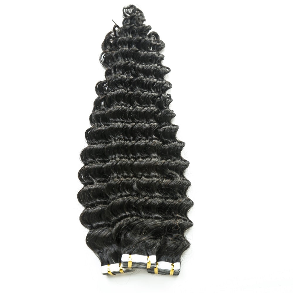 XBL Hair Virgin Human Hair Deep Wave Tape in Hair Extension Unprocessed Hair Deep Wave Tape ins