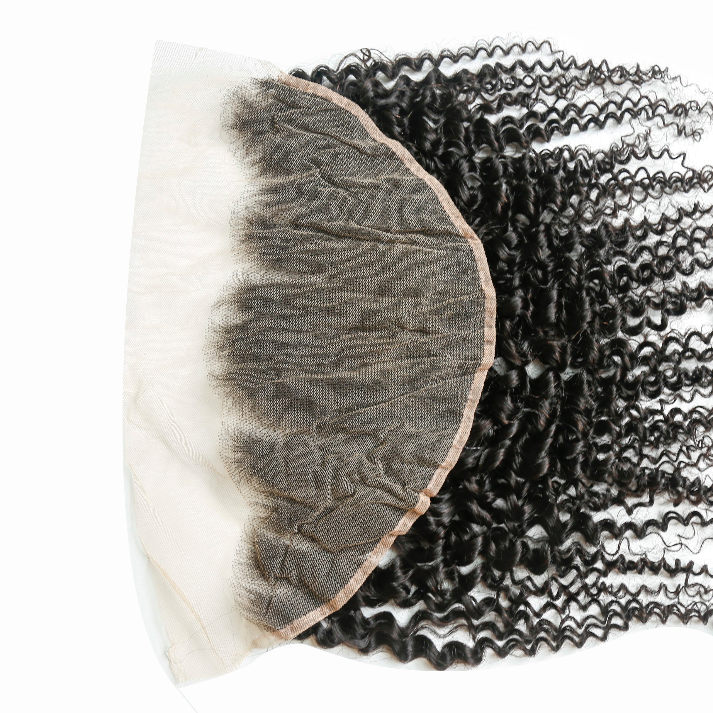 XBL Hair 13x6 Transparent Lace Frontal Kinky Curly Small Knots Pre-plucked Hairline
