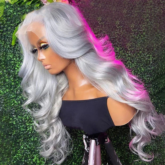 XBL Hair Silver Gray 13x4 Body Wave Wig Silver Color 100% Human Hair Wig