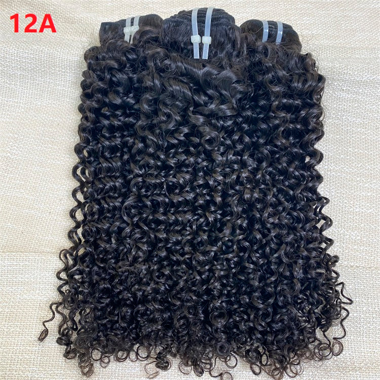 XBL Hair Curly Hair 100% Human Hair 3 Bundles With 4x4 Lace Closure