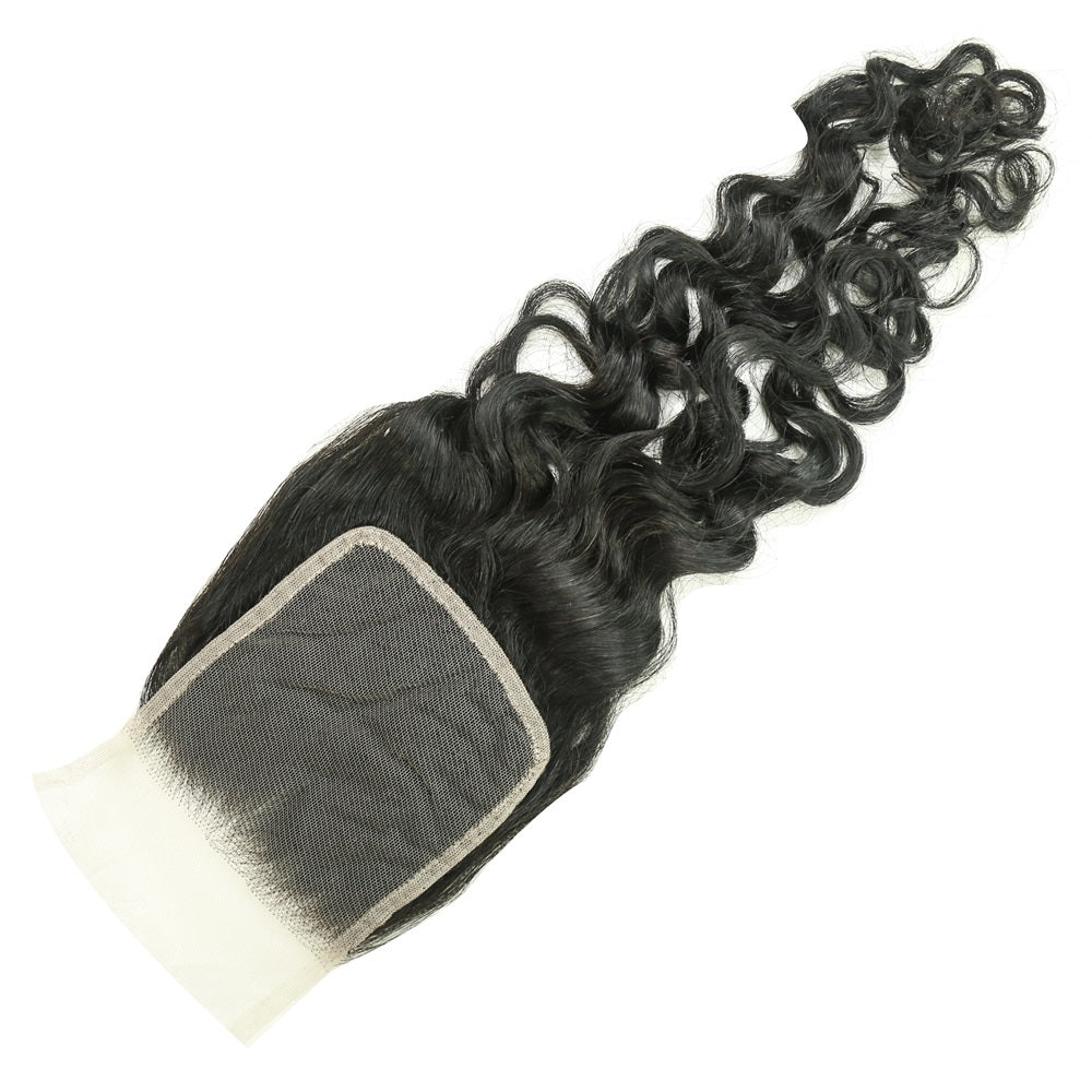 XBL Hair 4x4 Transparent Lace Closure Water Wave Free Part 100% Human Hair