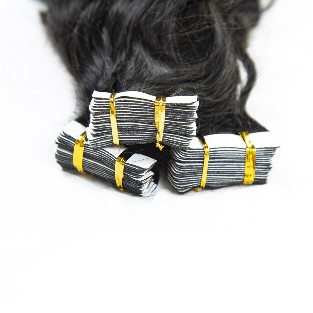 XBL Hair Unprocessed Raw Virgin Tape ins Indian Water Wave Tape In Hair Extensions 100% Human Hair