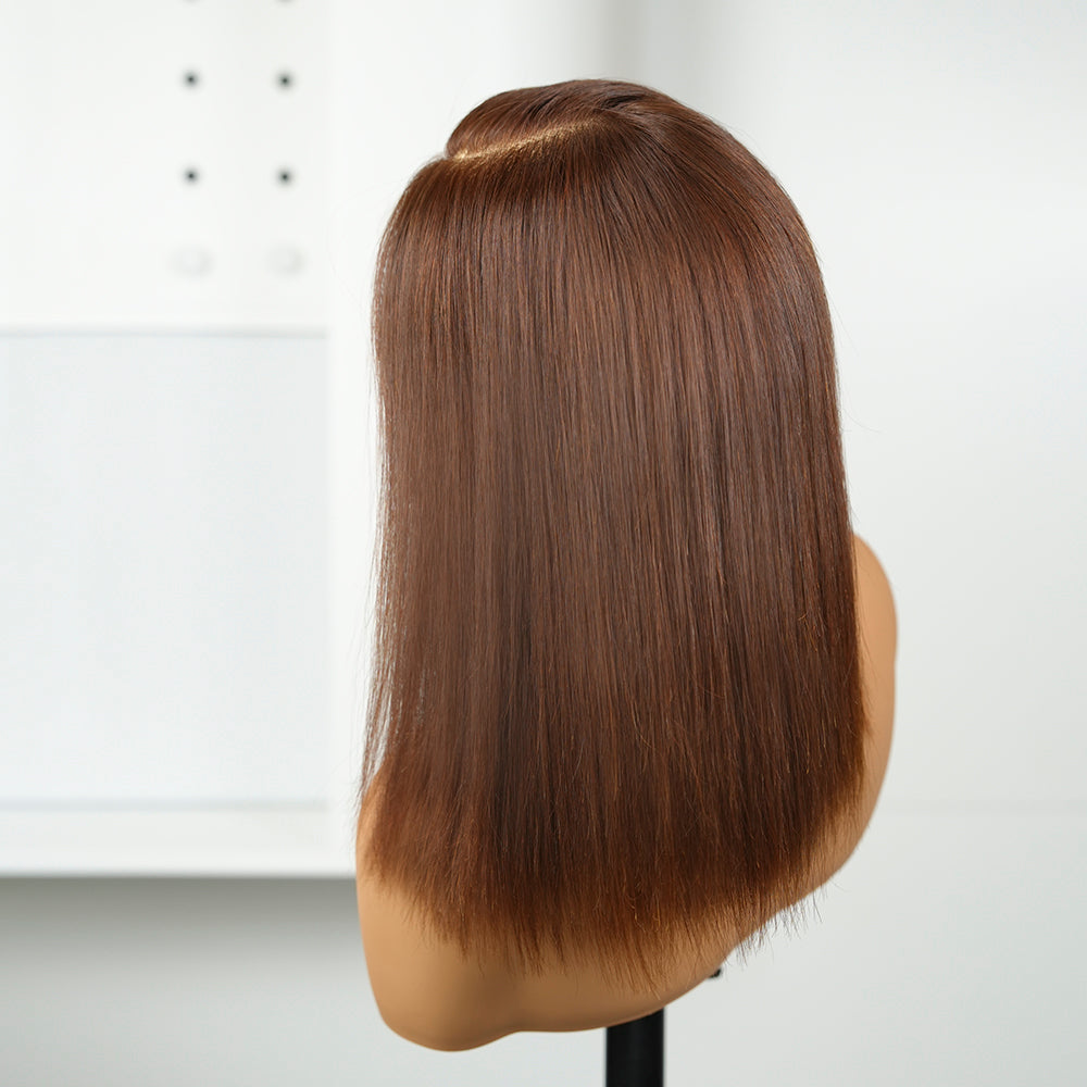 XBL Hair Miss Fantastic #4 Colorful Bob Wig 5x5 HD Lace Straight Bleached Knots Raw Human Hair With C-part